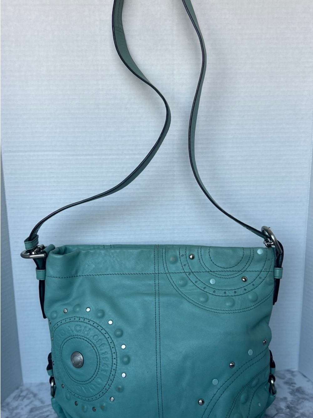 Coach Aqua Studded Appliqué Hobo Bag